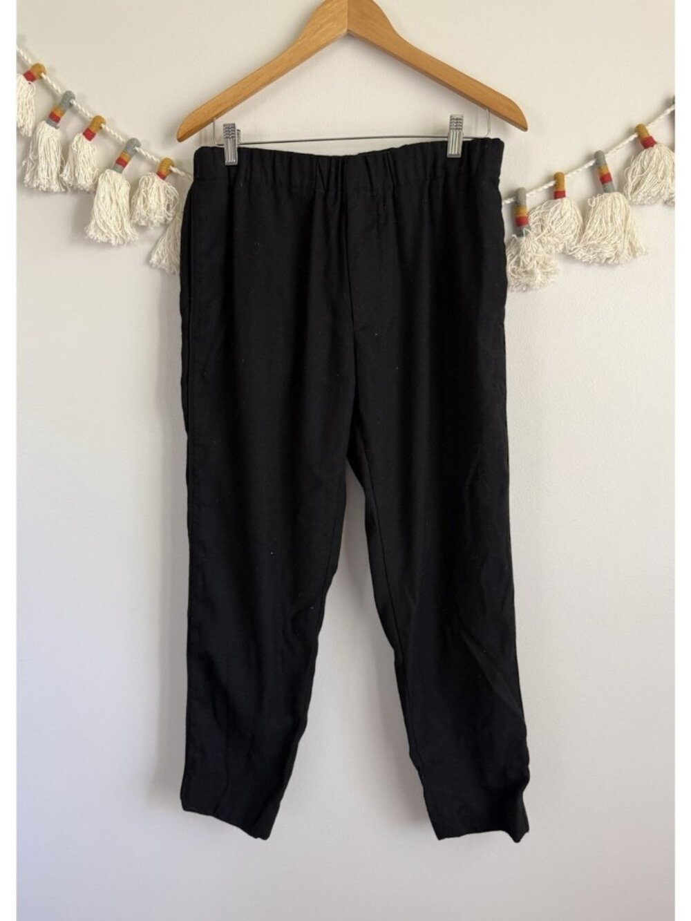 Club Monaco Wool Blend Black Pull On Boiled Pant Dressy Modest Capsule Wardrobe